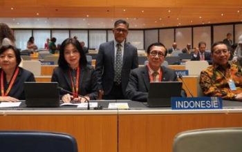 Menteri Hukum dan HAM Republik Indonesia, Yasonna H. Laoly di hadapan forum pada pembukaan sesi ke-65 Sidang Majelis Umum WIPO